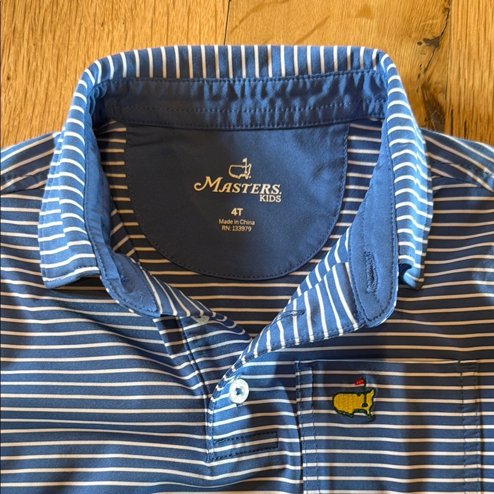 Masters Blue Stripe Polo Shirt with Pocket Detail - Picture 2 of 2